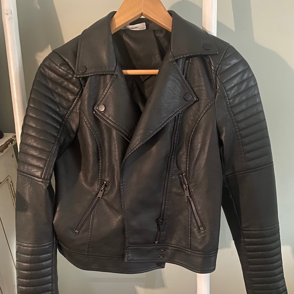 Faux leather biker jacket noisy may